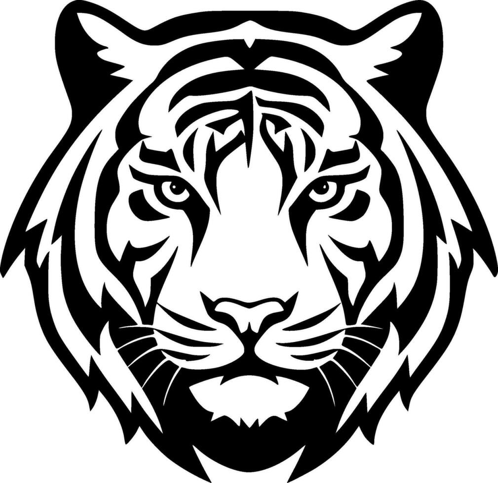 Tiger, Black and White Vector illustration