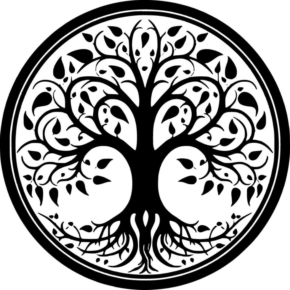 árbol, negro y blanco vector ilustración