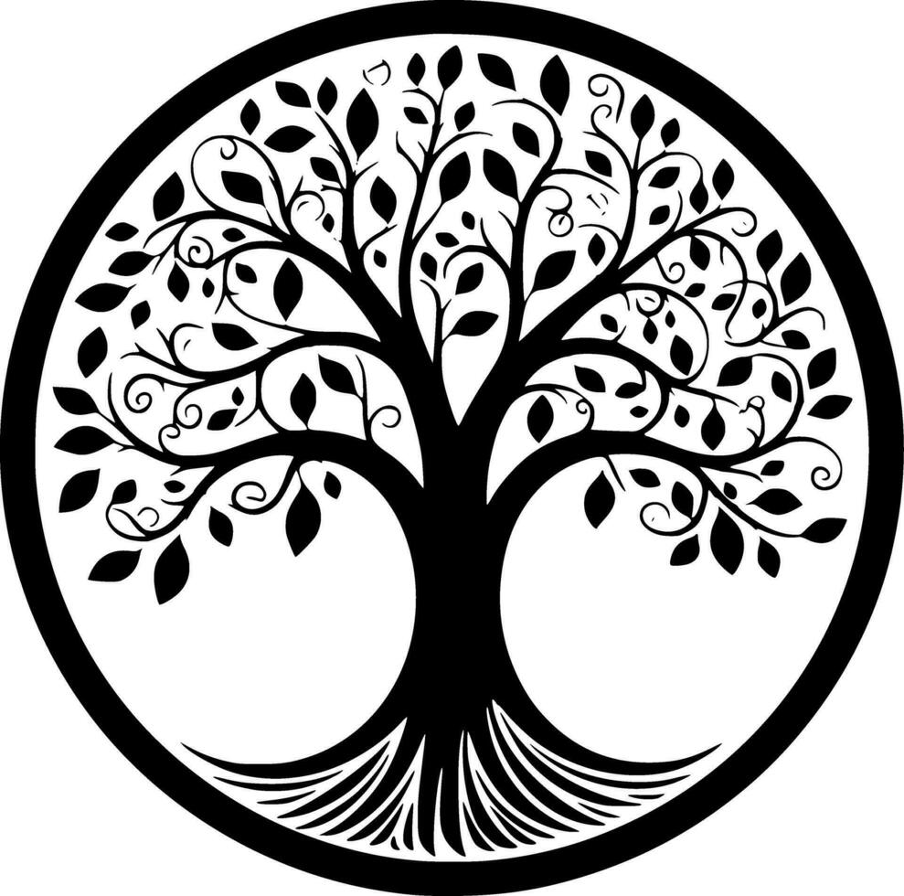 árbol, negro y blanco vector ilustración