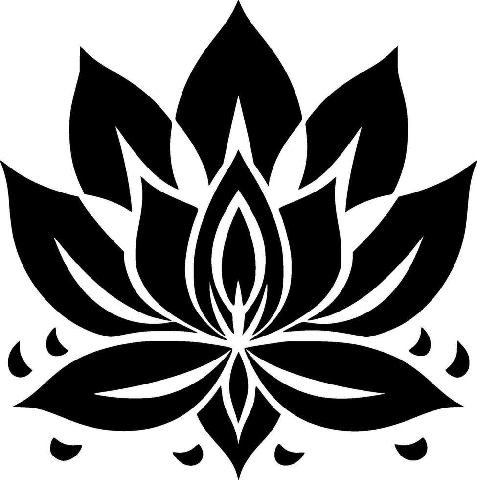 Lotus Flower, Black and White Vector illustration