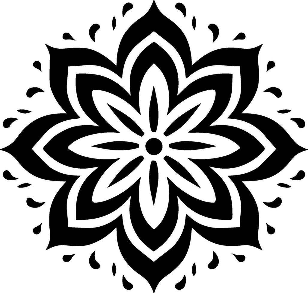 Mandala - Black and White Isolated Icon - Vector illustration