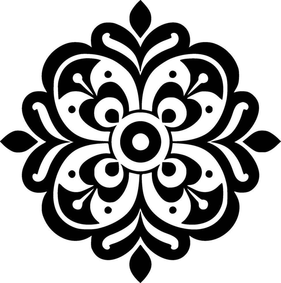 Mandala, Black and White Vector illustration