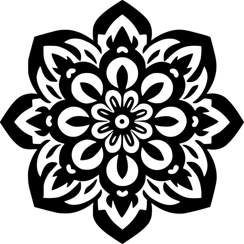 Mandala - Black and White Isolated Icon - Vector illustration