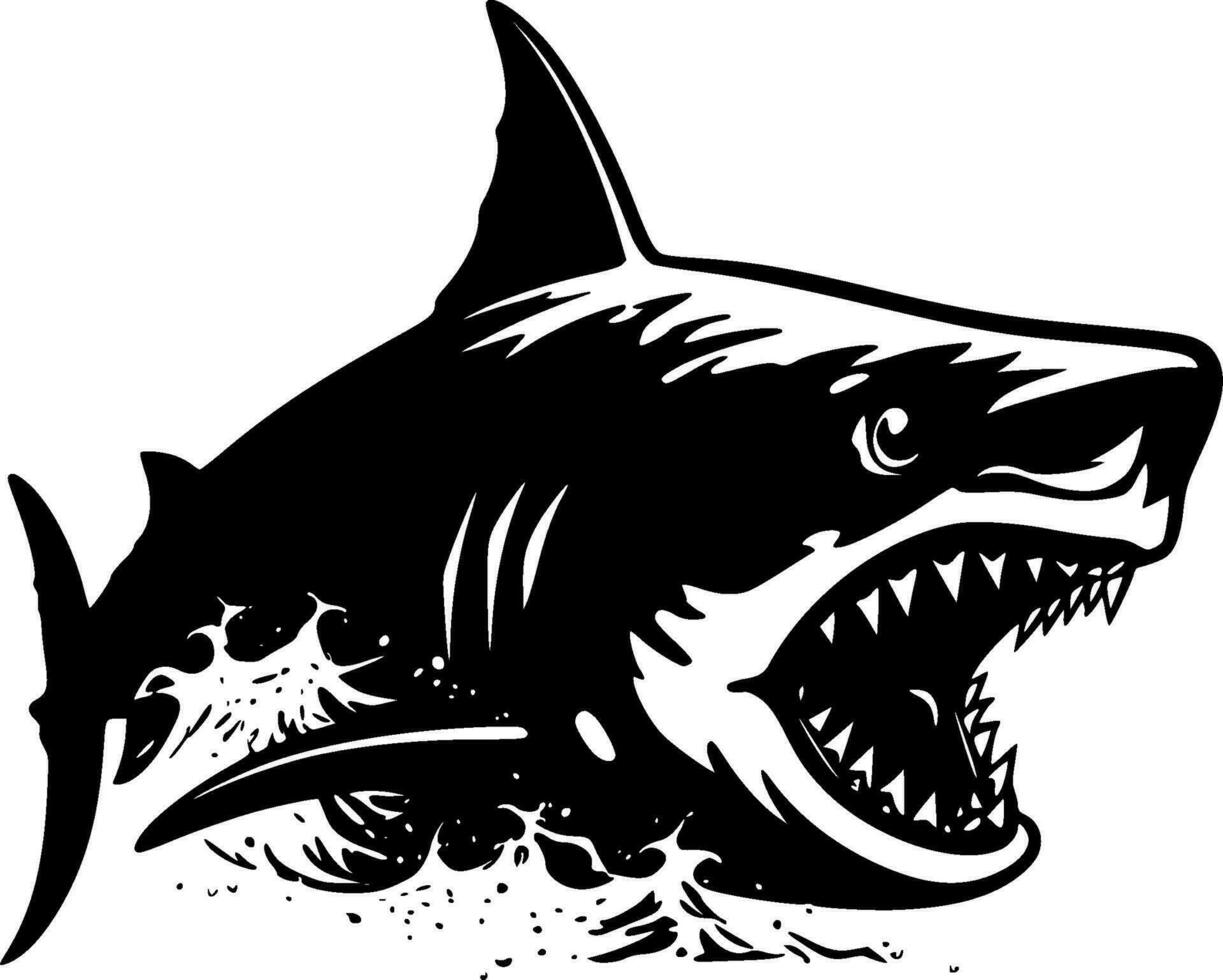 Shark, Black and White Vector illustration