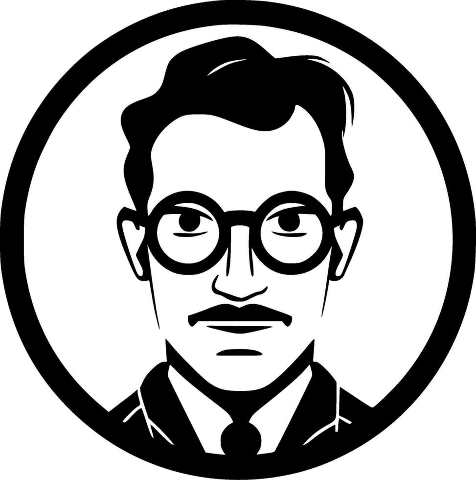Teacher, Black and White Vector illustration