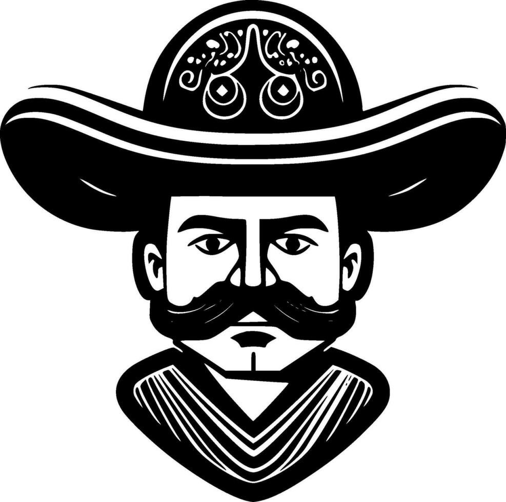 Mexican, Black and White Vector illustration
