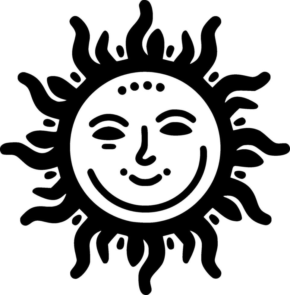 Sun, Black and White Vector illustration