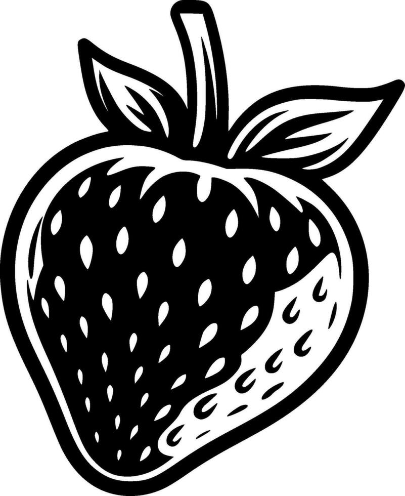 Strawberry, Black and White Vector illustration
