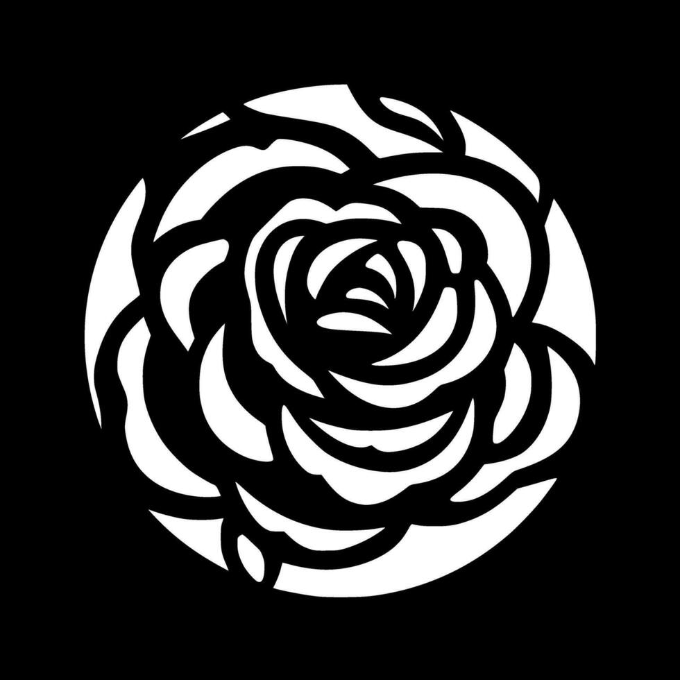 Rosa - negro y blanco aislado icono - vector ilustración