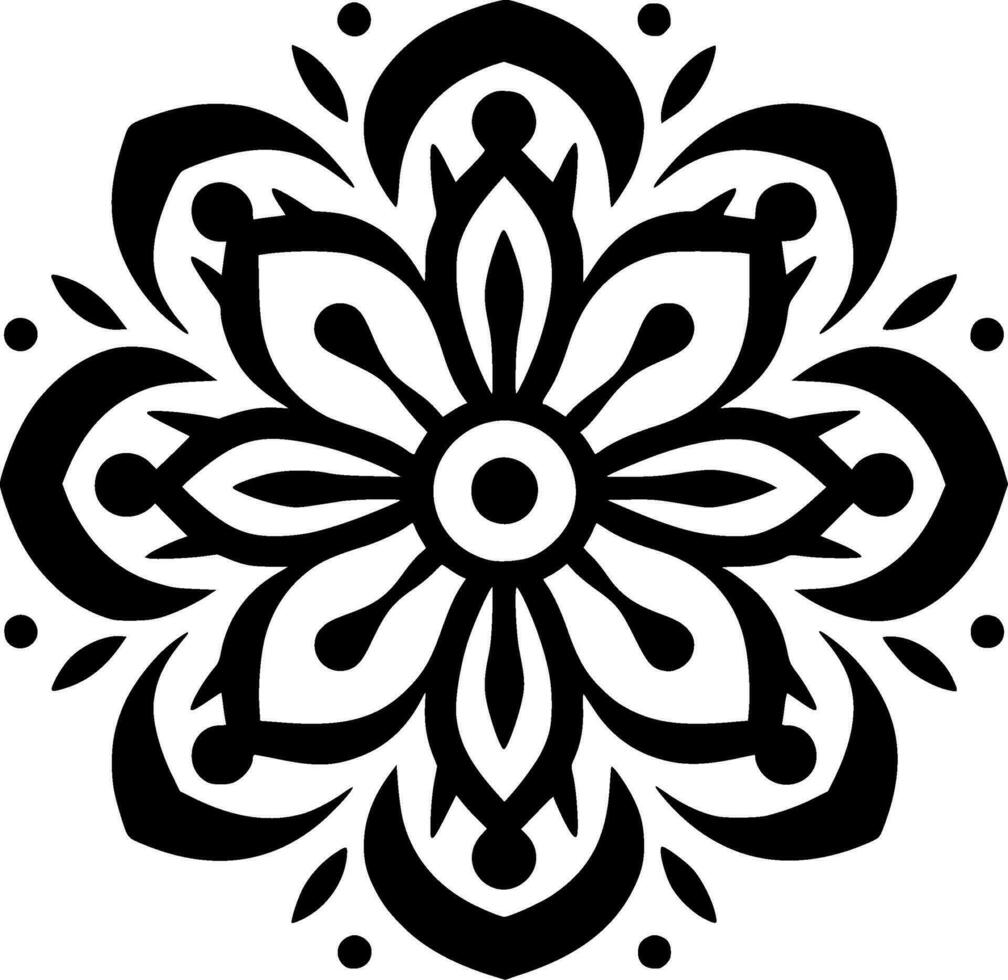 Mandala, Black and White Vector illustration