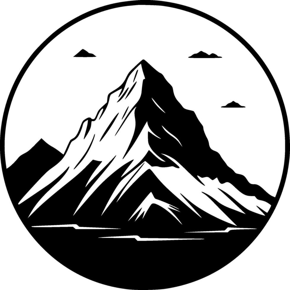Mountains - Black and White Isolated Icon - Vector illustration