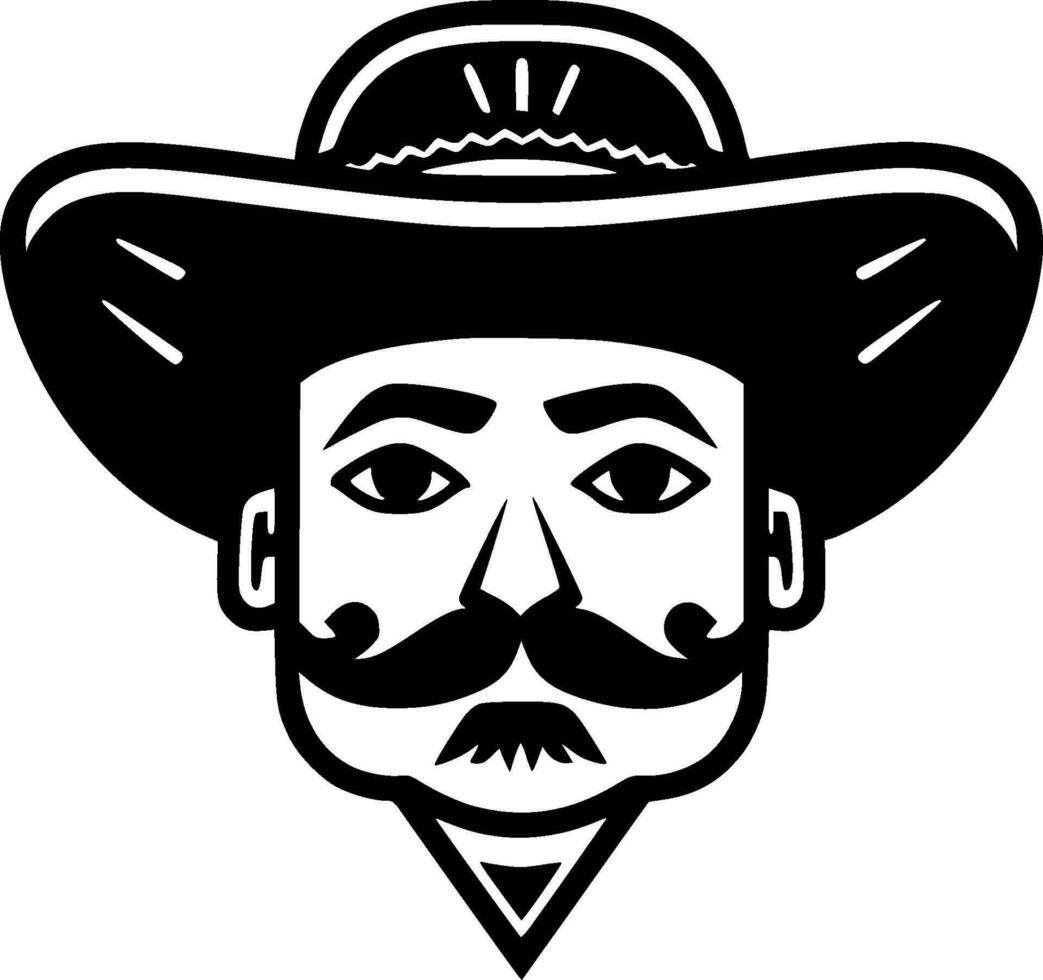 mexicano - negro y blanco aislado icono - vector ilustración