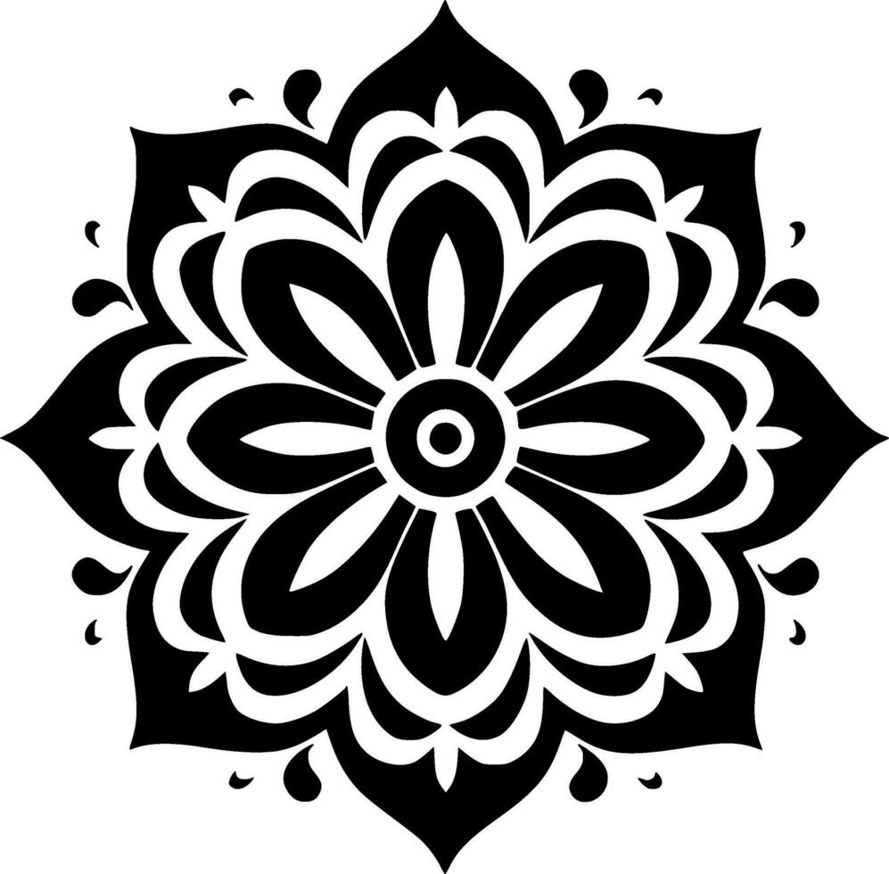 mandala - negro y blanco aislado icono - vector ilustración