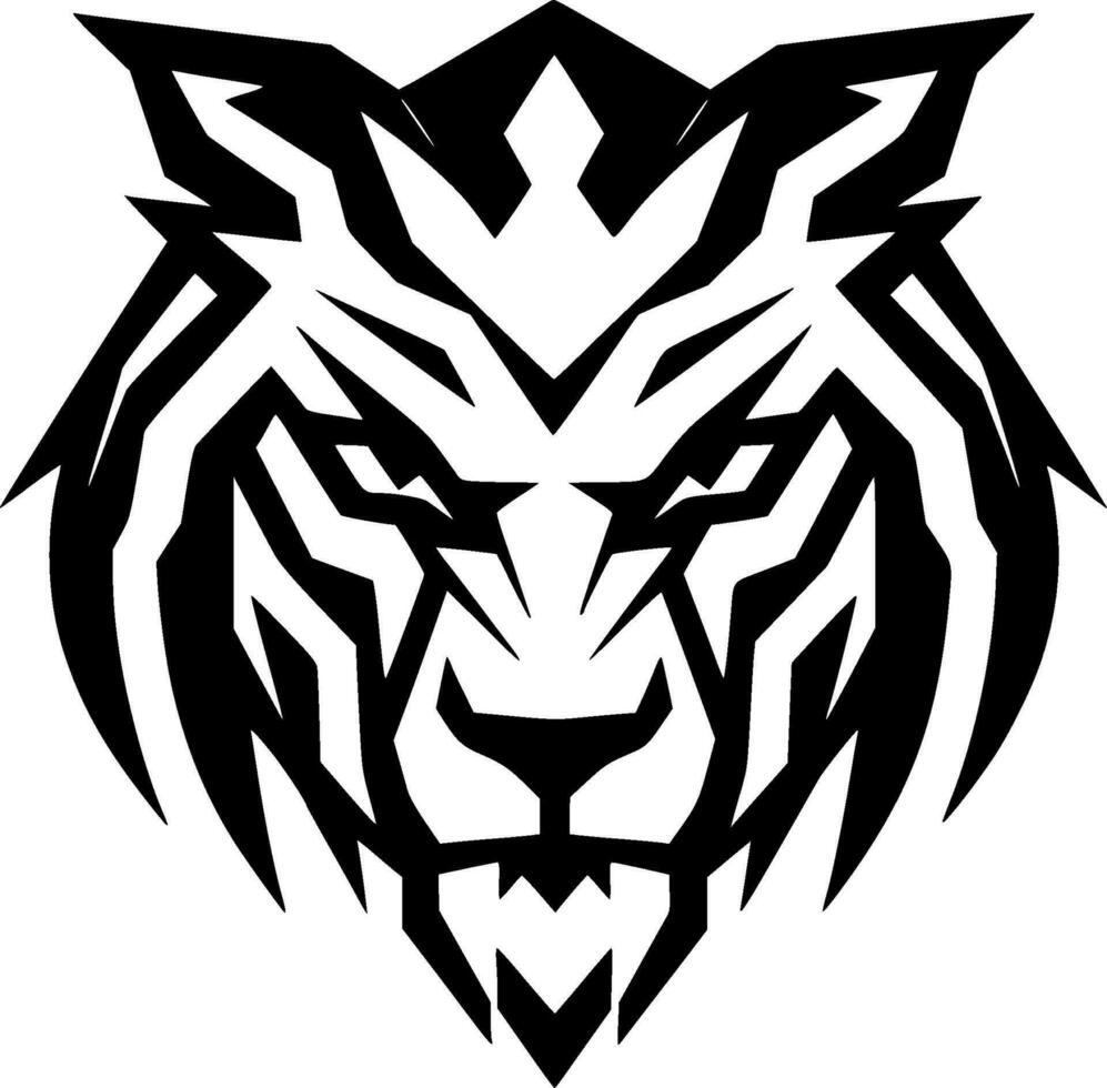 Tiger - Black and White Isolated Icon - Vector illustration