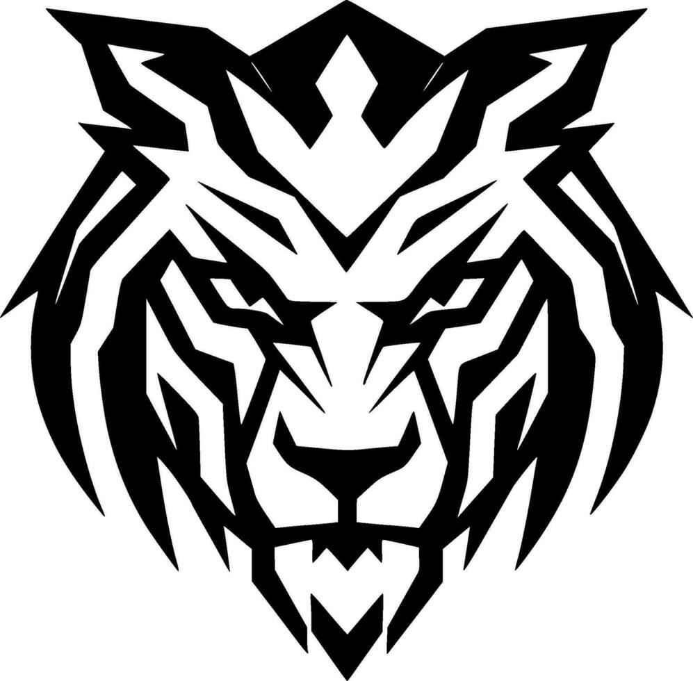 Tiger - Black and White Isolated Icon - Vector illustration