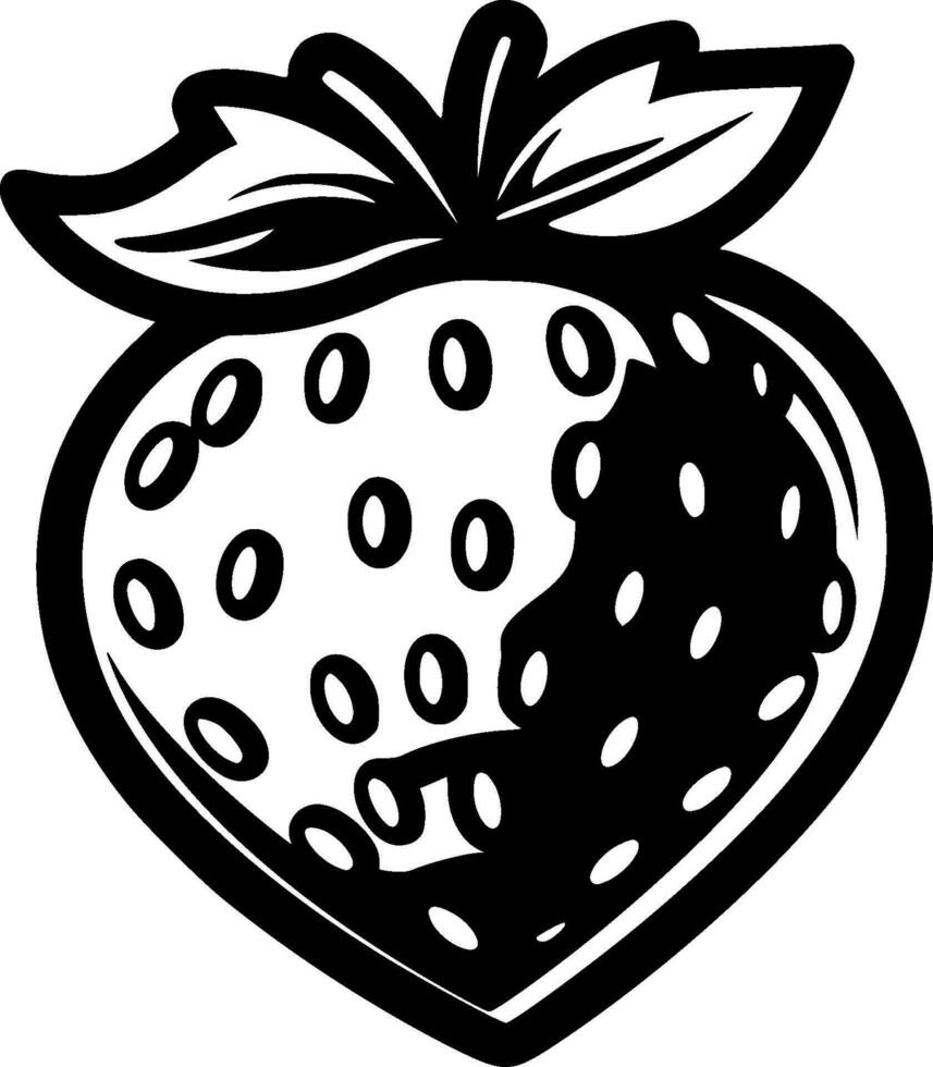 Strawberry, Black and White Vector illustration