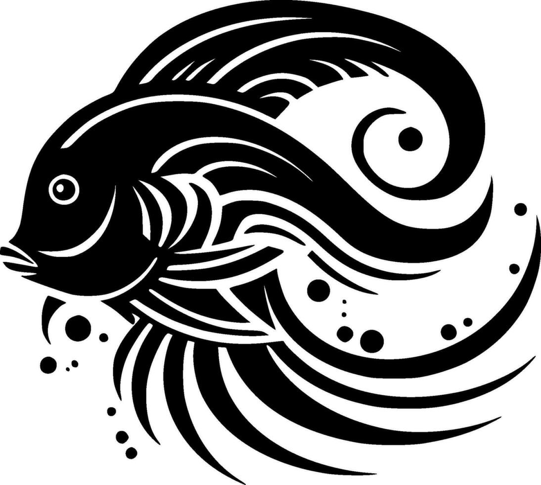 Fish - Black and White Isolated Icon - Vector illustration