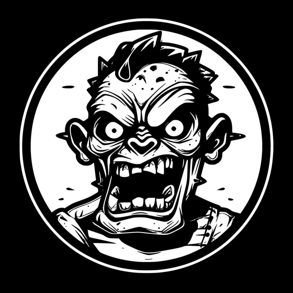 Zombie, Black and White Vector illustration