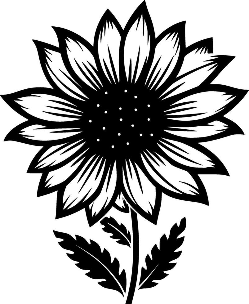 Flower, Black and White Vector illustration