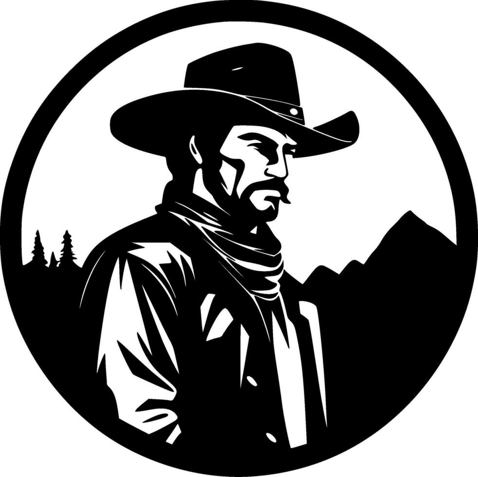 Western, Black and White Vector illustration