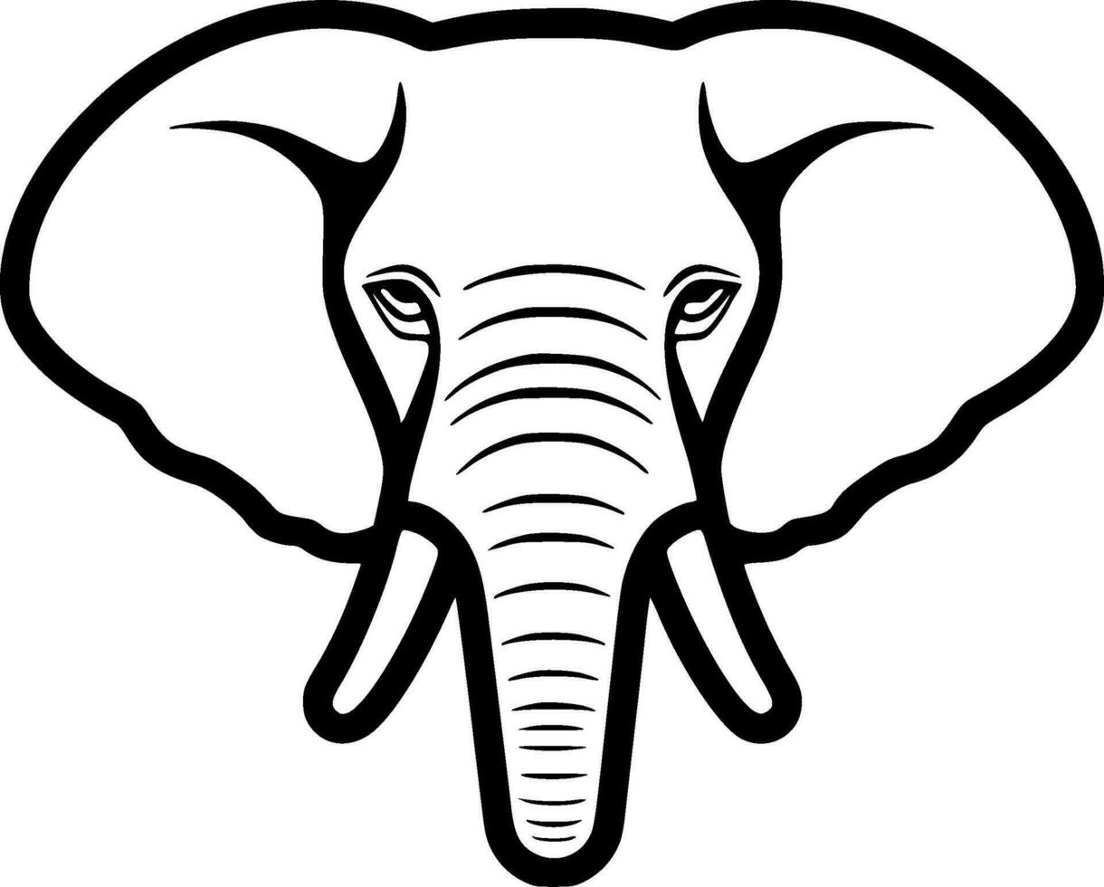 Elephant, Black and White Vector illustration