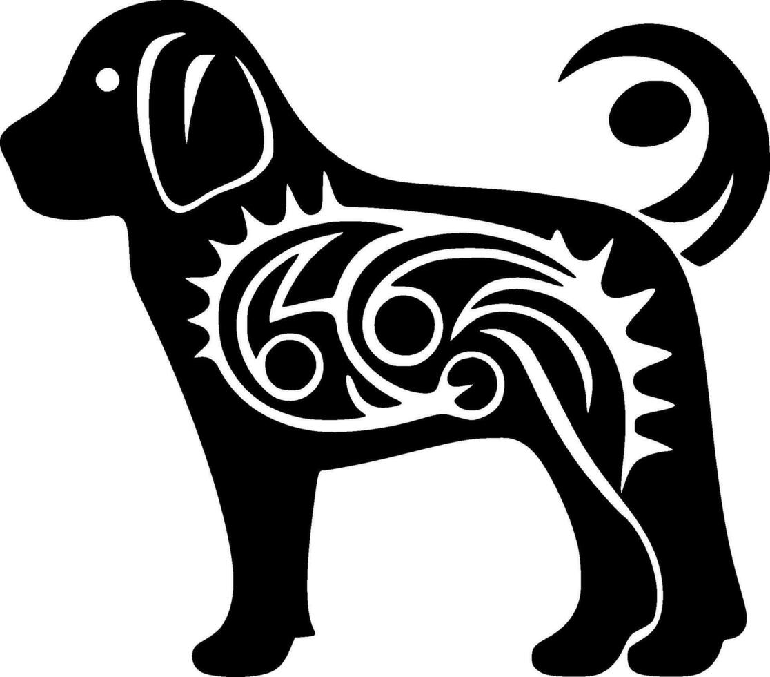 Dog, Black and White Vector illustration