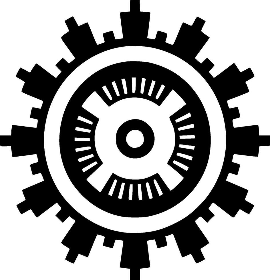 Gear, Black and White Vector illustration