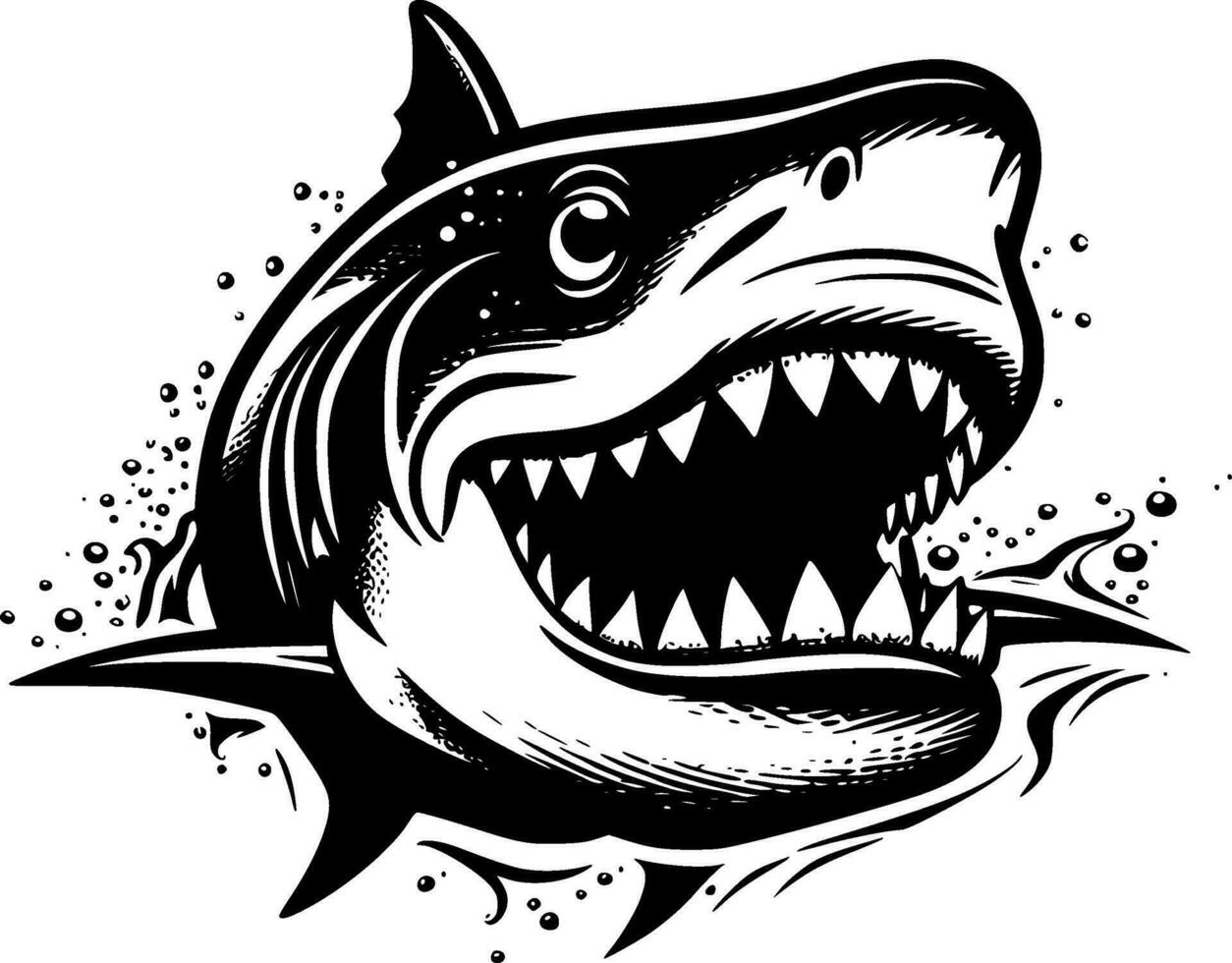 Shark, Black and White Vector illustration