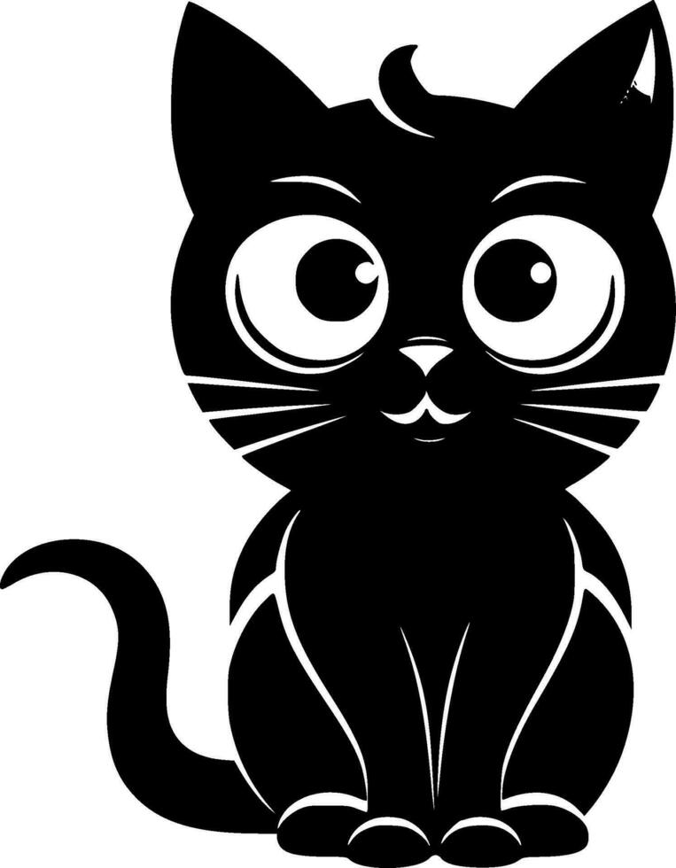 Cat - Black and White Isolated Icon - Vector illustration
