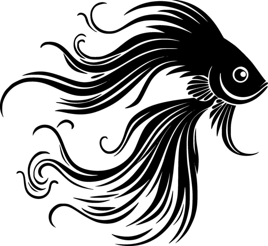 Fish - Black and White Isolated Icon - Vector illustration