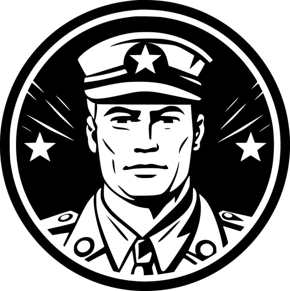 Military, Black and White Vector illustration