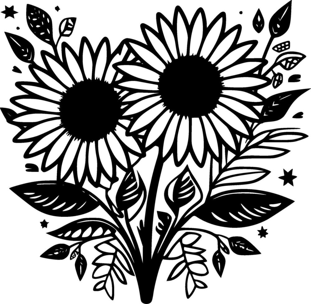 Flowers, Minimalist and Simple Silhouette - Vector illustration
