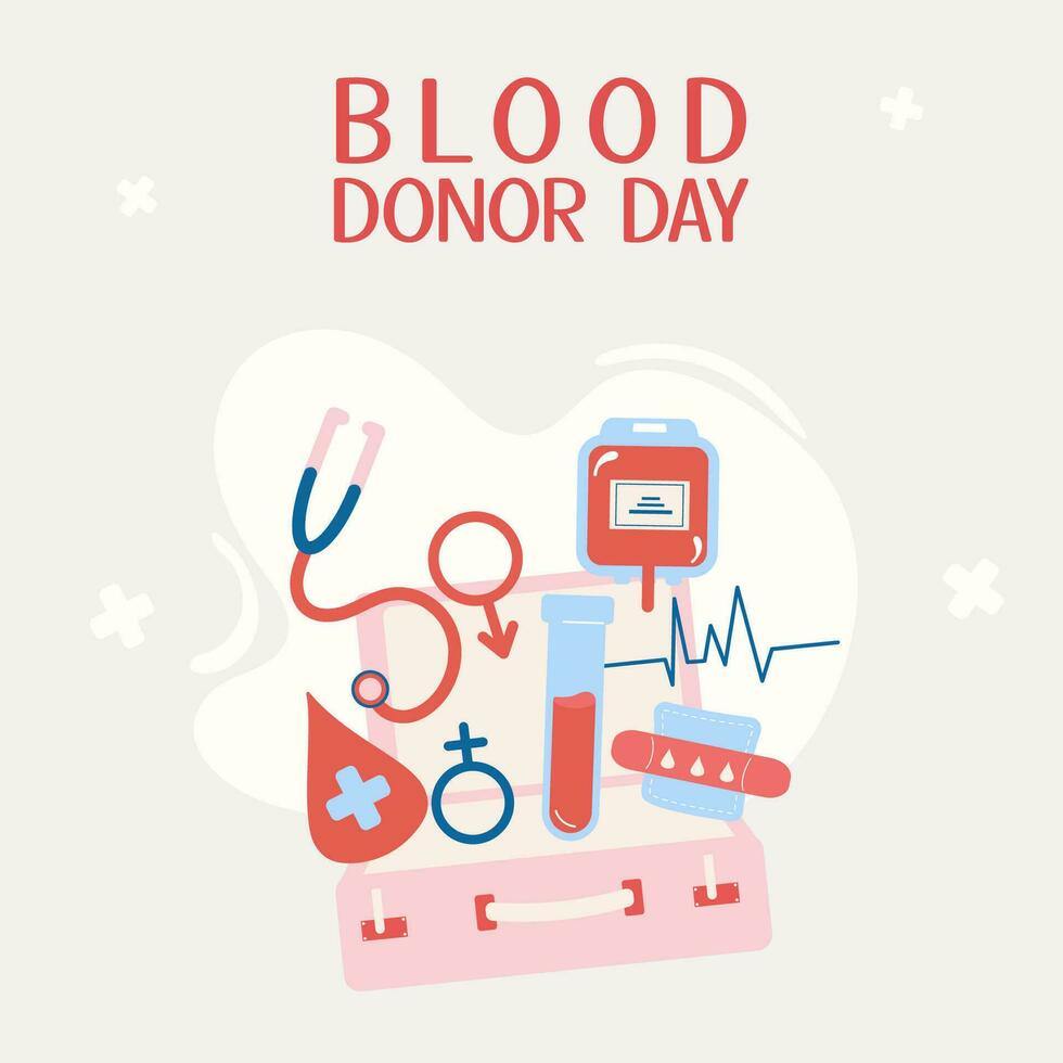 Blood donor day background in flat style. vector