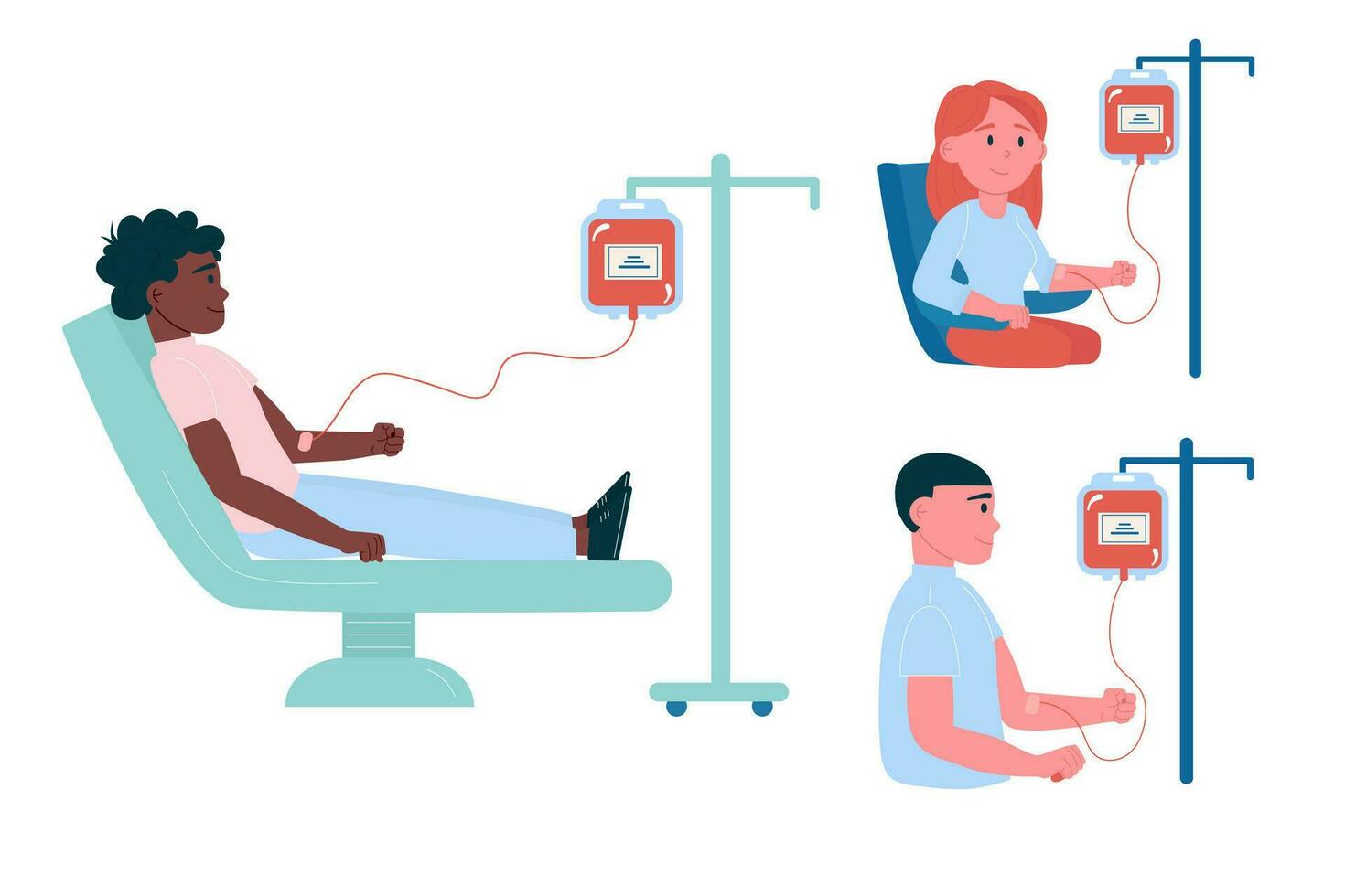 Blood donor, international people donate blood vector