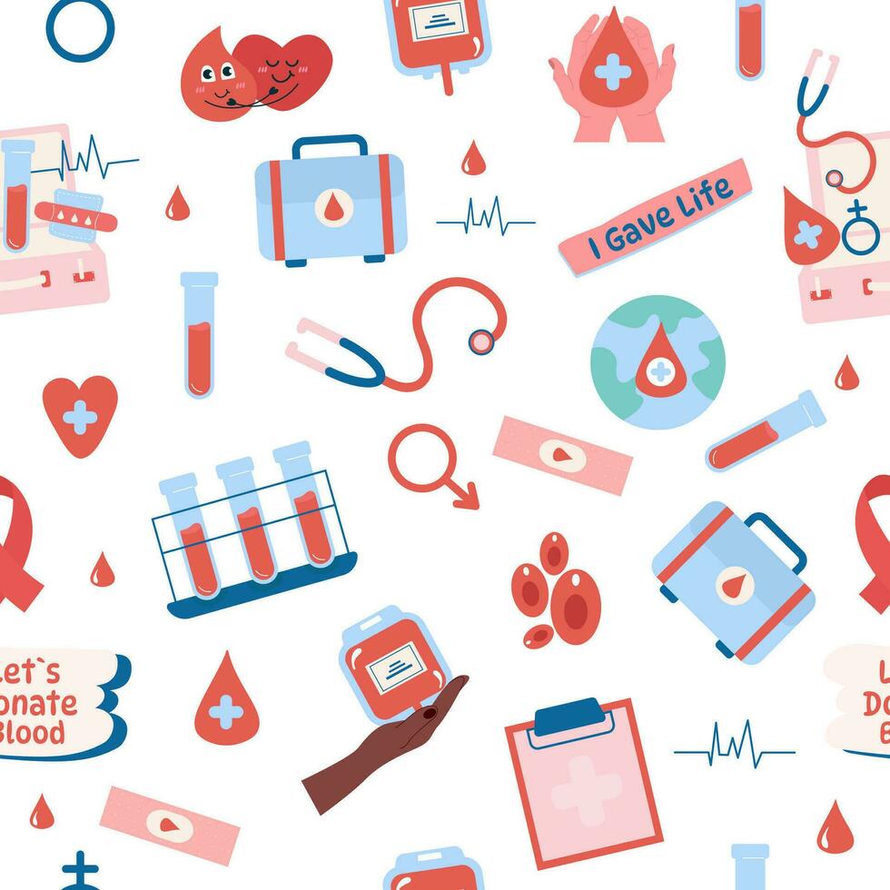 Blood donor seamless pattern on a white background vector
