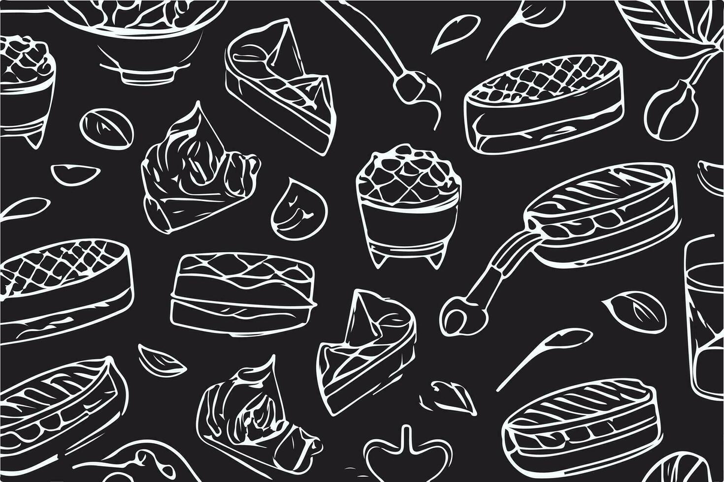 Barbecue grill hand-drawn outline doodle Set. BBQ Vector Illustration Barbecue party Sketch