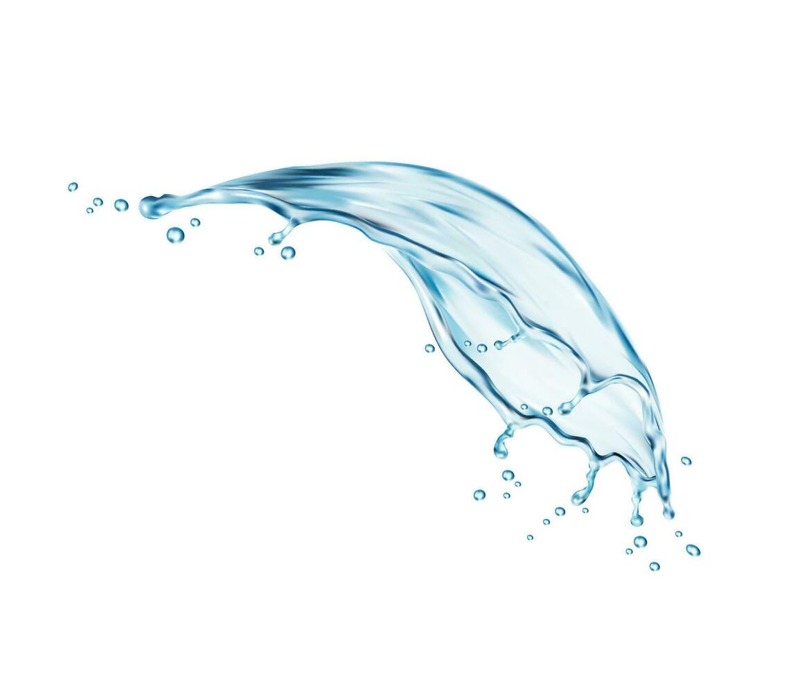 Transparent water wave splash of liquid flow swirl vector