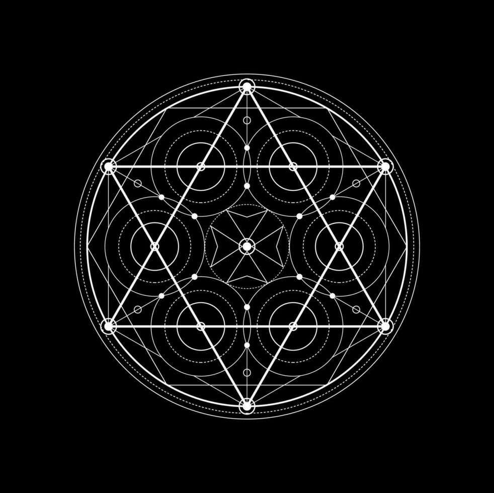 Sacred geometry, spiritual pentagram tattoo vector