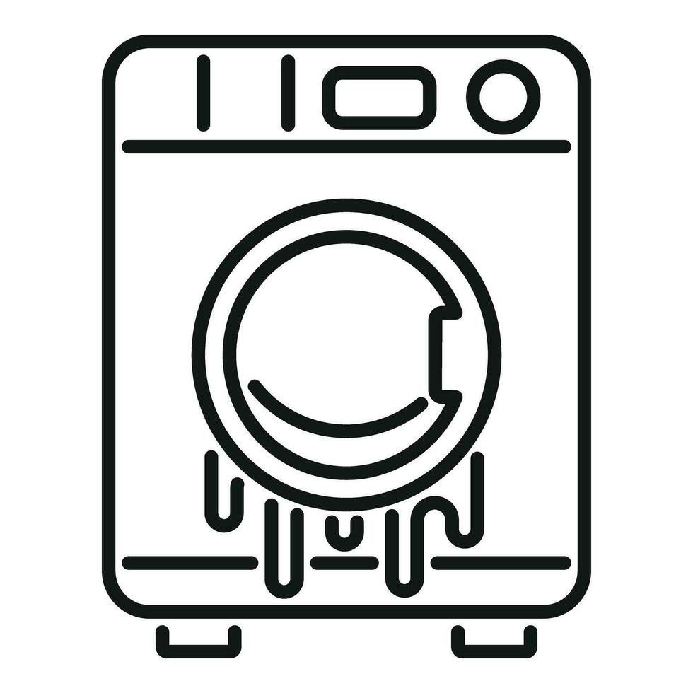 Full water of broken wash machine icon outline vector. Electric worker vector