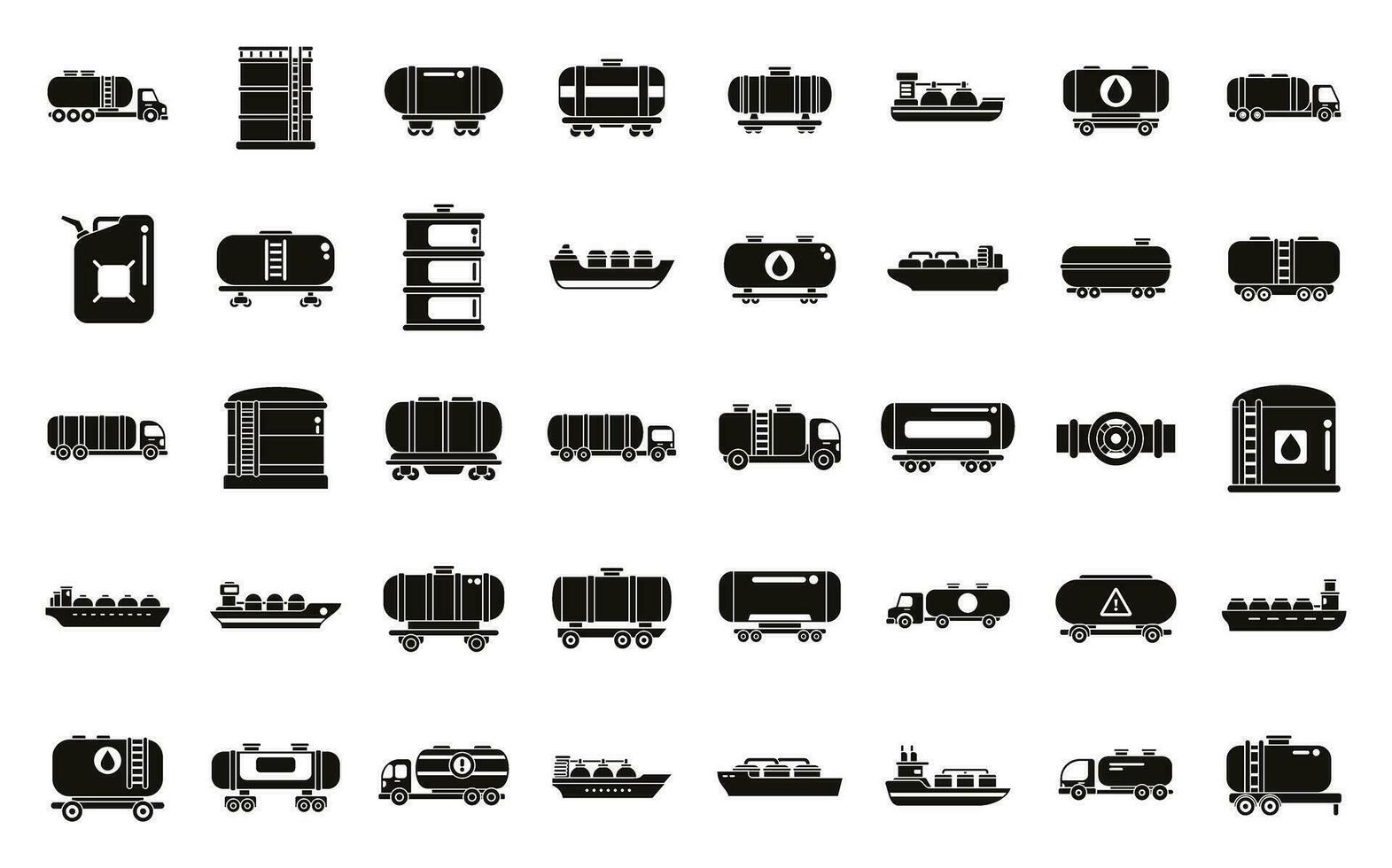 Gasoline tanker icons set simple vector. Oil ship fuel vector