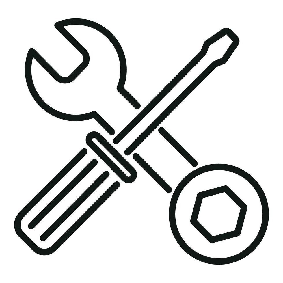 Washing machine repair tools icon outline vector. Fix service vector