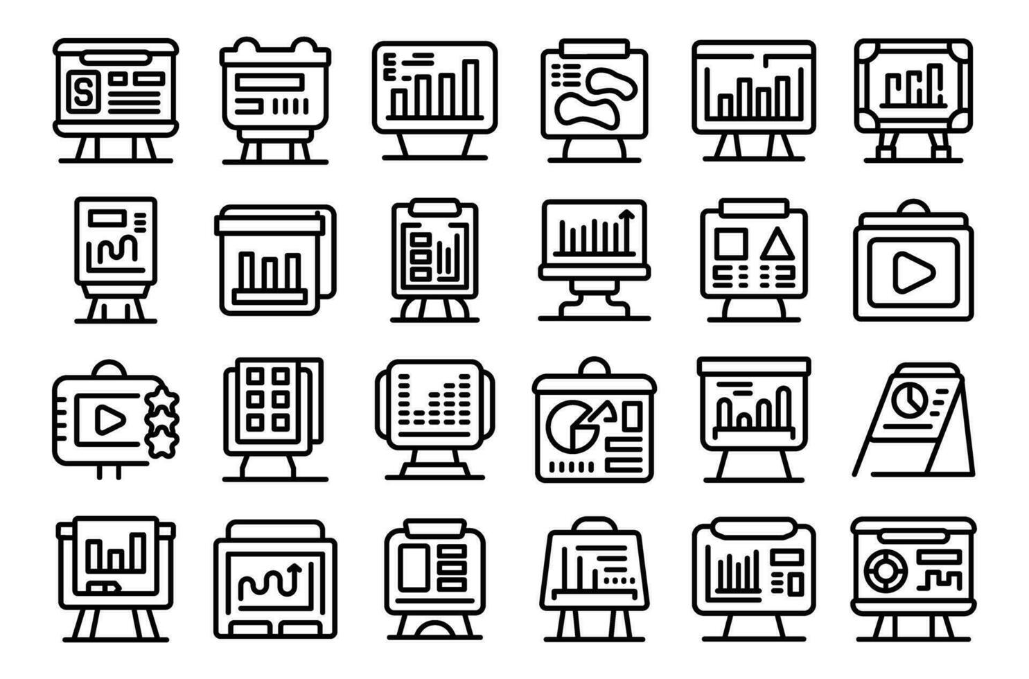 Flipchart icons set outline vector. Easel board vector