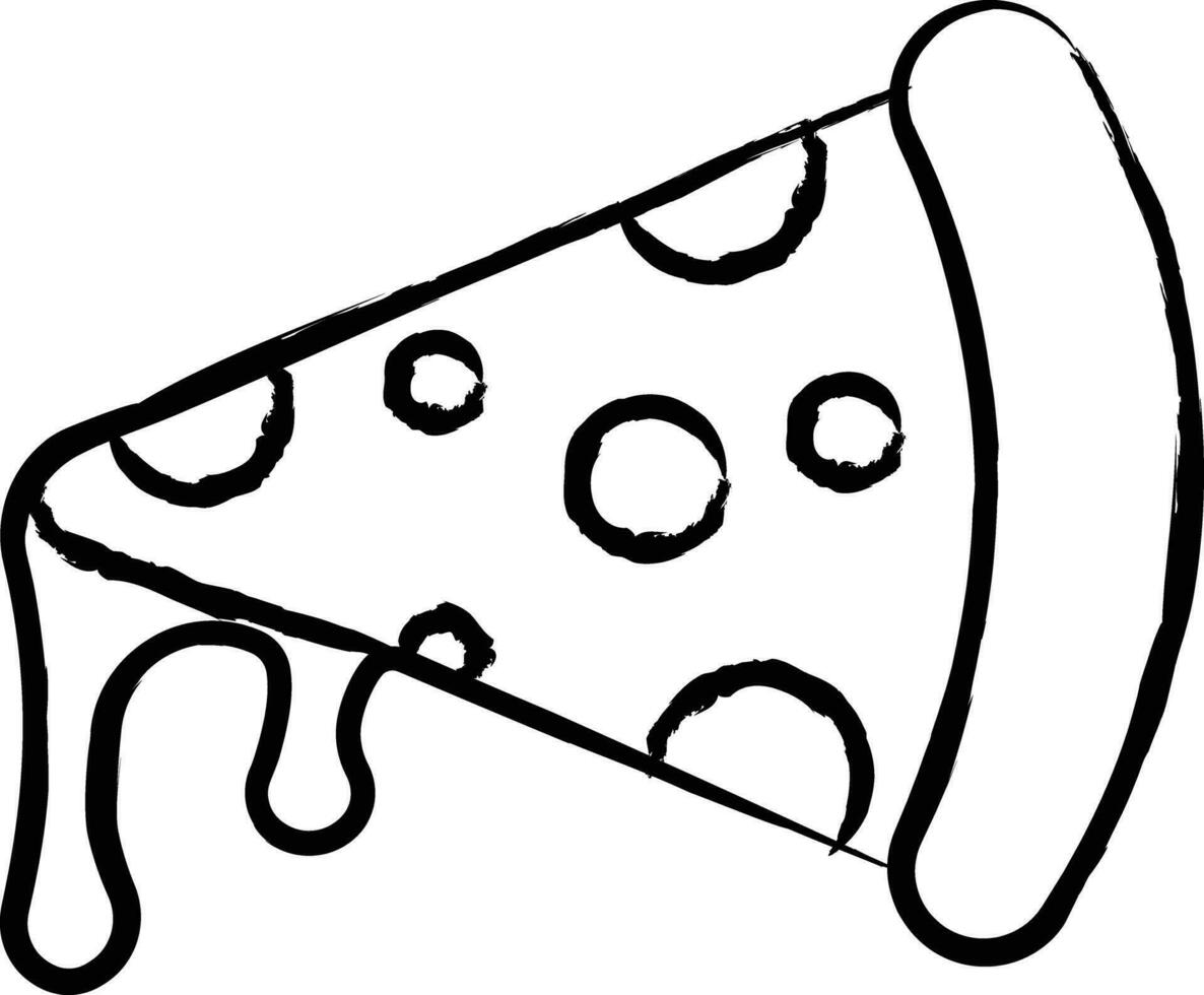 Pizza slice hand drawn vector illustration