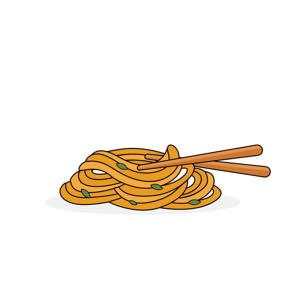 illustration of raw yellow noodles for clipart, web and restaurant icons vector