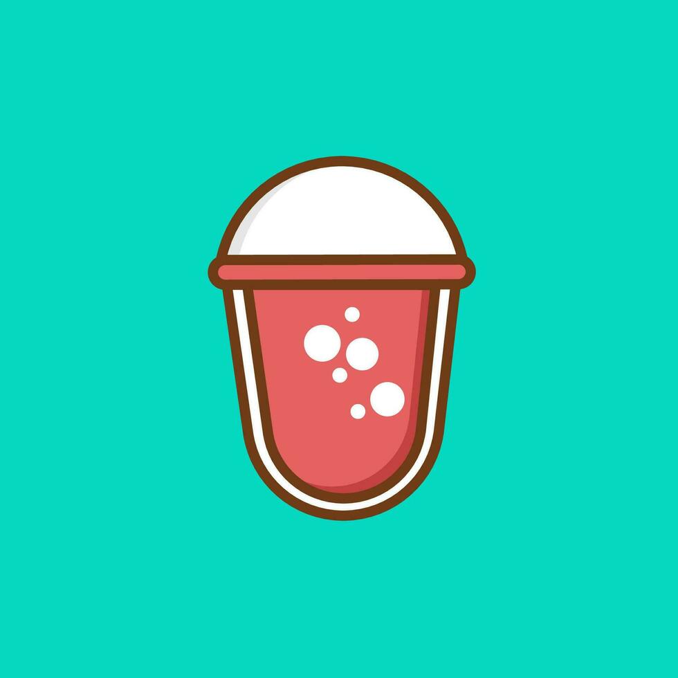 flat illustration of a milkshake bubble tea with simple flavors isolated vector