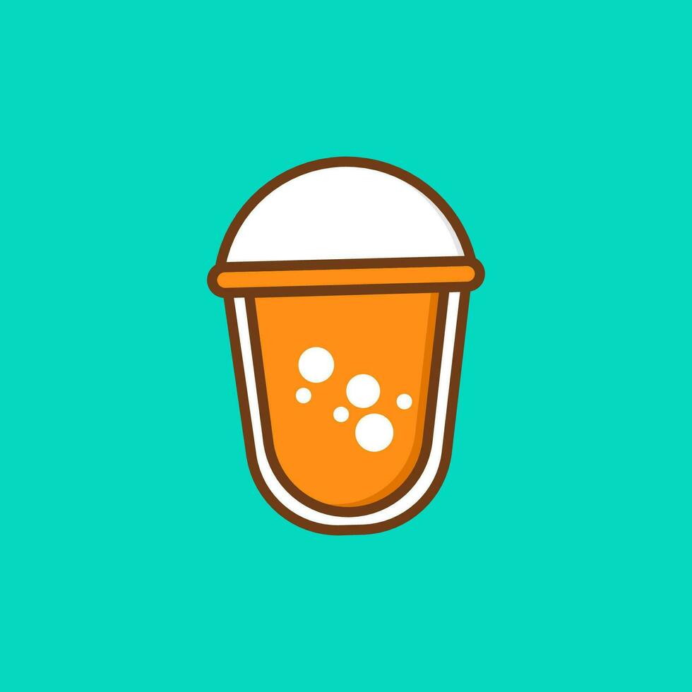 flat illustration of a milkshake bubble tea with simple flavors isolated vector