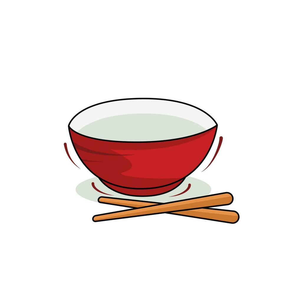 ilustración de un rojo cuenco para servicio tallarines y sopa vector