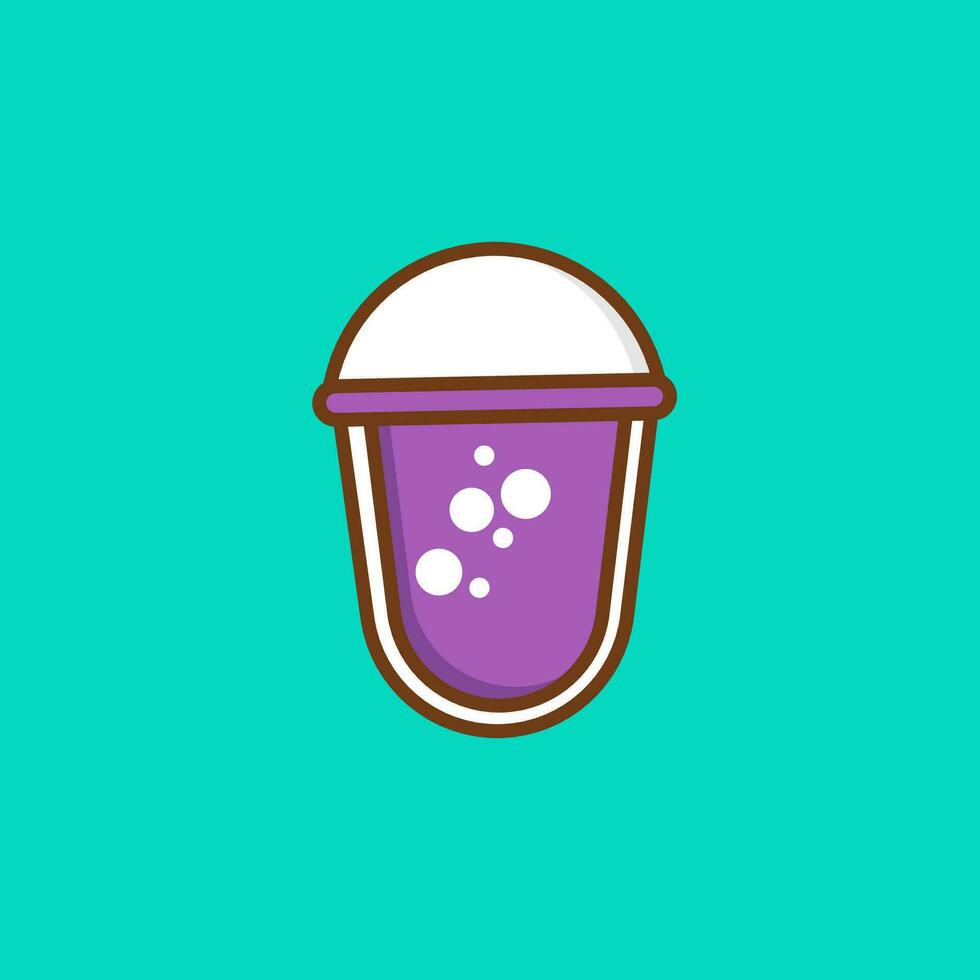 flat illustration of a milkshake bubble tea with simple flavors isolated vector