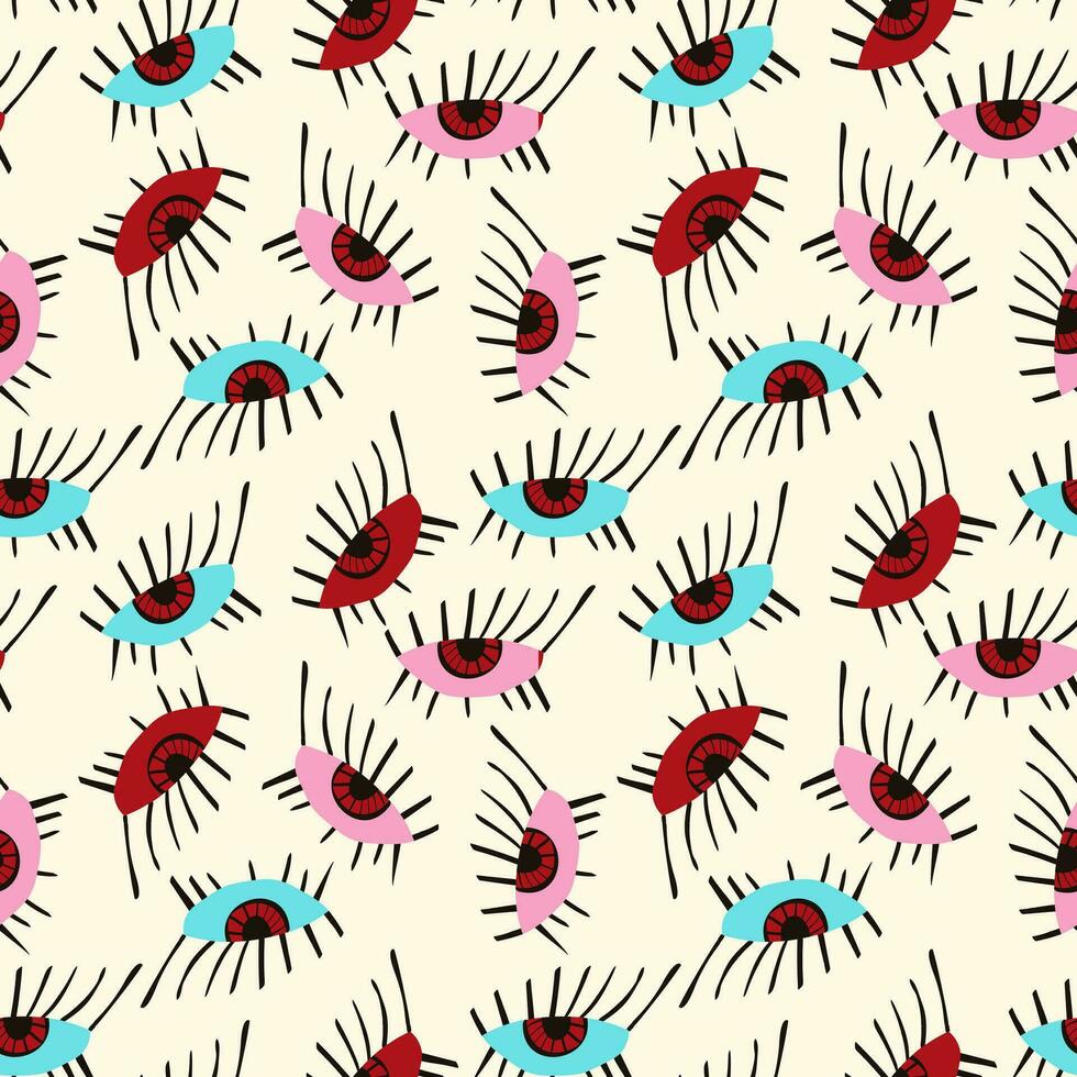 seamless pattern with Ethnical magical mystical eyes. vector