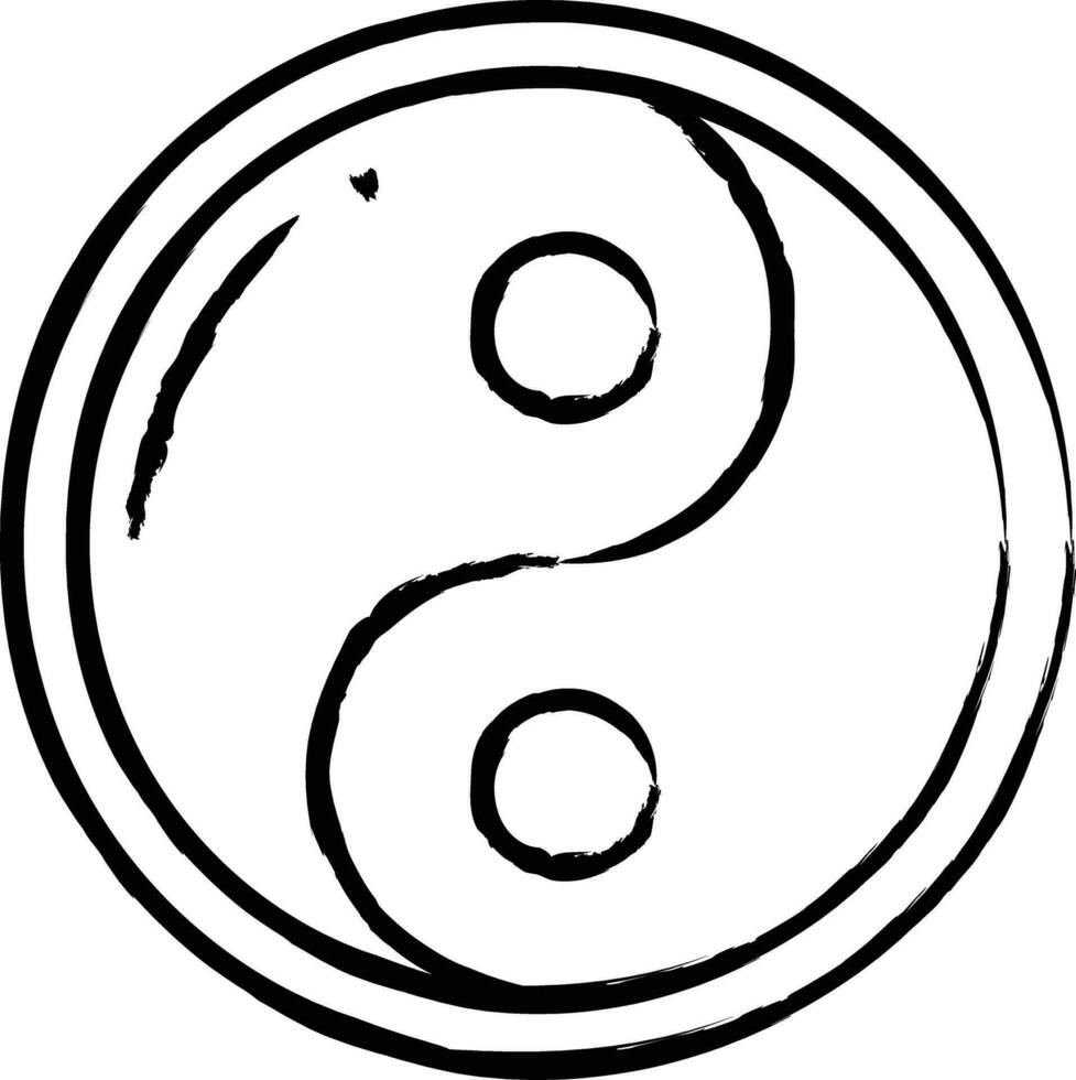 Ying Yang hand drawn vector illustrations